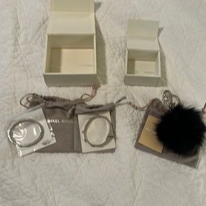 Michael Kors silver bracelets and keychain